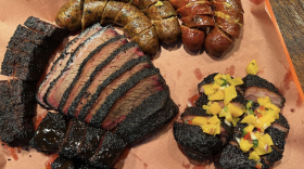 A barbecue platter at Gonzo's Smokehouse in Luling, Louisiana