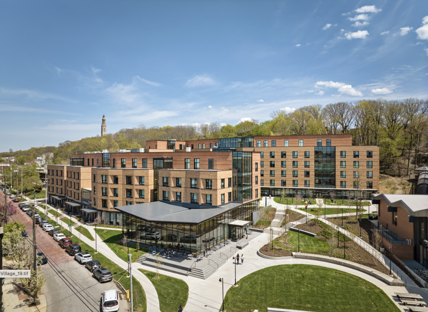  The new dorms at Case Western Reserve University’s South Residential Village nestle into the hillside that separates University Circle from Cleveland Heights.