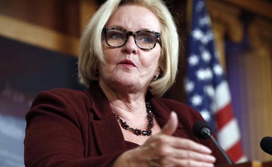 Sen. Claire McCaskill, D-Mo., announces her findings from an investigation into opioid prescriptions, in September, on Capitol Hill. A full report was released Monday.