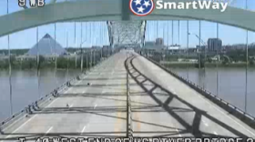  The normally busy lanes of the Hernando de Soto Bridge carrying Interstate 40 over the Mississippi River sit empty on Thursday afternoon.