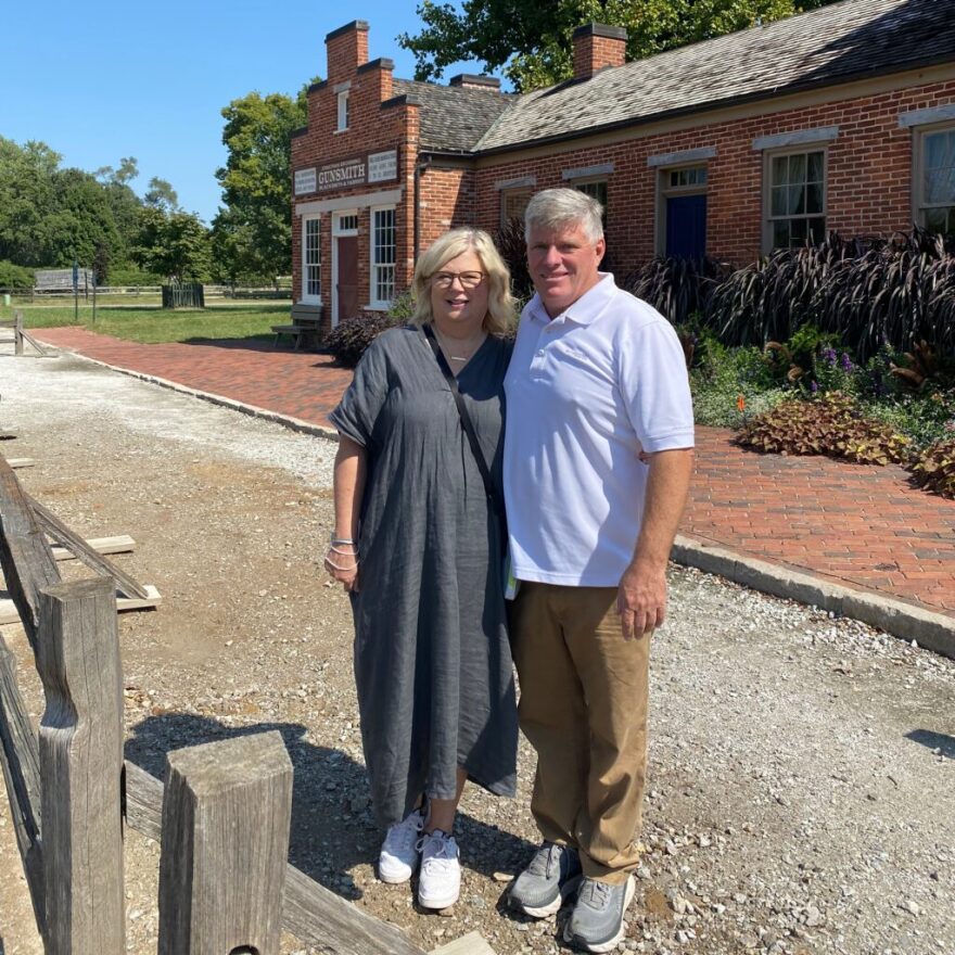 Jan Kidd, left, and her husband, Kelly, at the Jonathan Browning home and gun shop in Nauvoo, Illinois. The couple has been on a cross-country trip in their RV now that both of them are retired. (Courtesy of Jan Kidd)