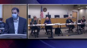 Jared Vogel (L) presents his case for a recreational marjiuana dispensary at 300 S. Main.