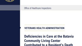 This is the cover of the VA OIG's report. It's titled "Deficiencies in Care at the Batavia Community Living Center Contributed to a Resident’s Death at the VA Western New York Healthcare System in Buffalo."