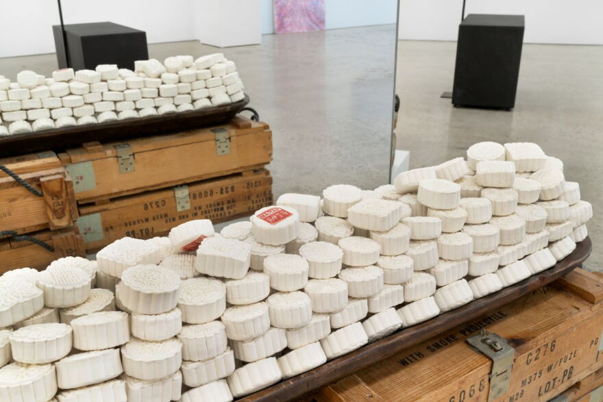 MaiYap’s installation features sculpted mooncakes served in an indigenous batea tray reflecting the artist’s Chinese Panamanian heritage.