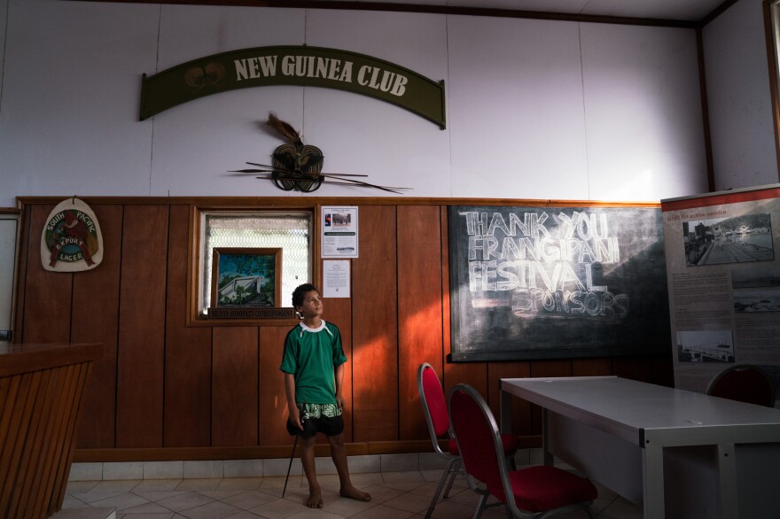 David Flinn's son William, 11, at the New Guinea Club.