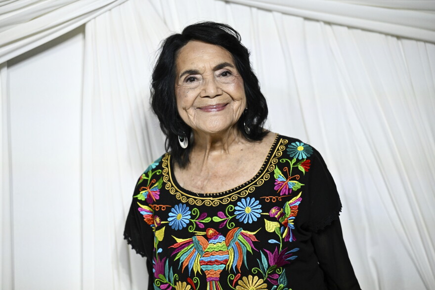 Dolores Huerta attends The Albies hosted by the Clooney Foundation for Justice at the New York Public Library on Thursday, Sept. 26, 2024, in New York. (Photo by Evan Agostini/Invision/AP)