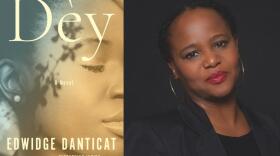 The cover of "Dey" and Edwidge Danticat. (Courtesy of Alfred A. Knopf and Lynn Savarese)