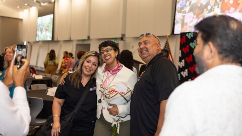 Dr. Reetika Dhawan, now president of Arizona Western College, smiles for a photo with community members at Wednesday's welcome reception.