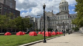 Advocates created a popup tent city in front of Baltimore's city hall.