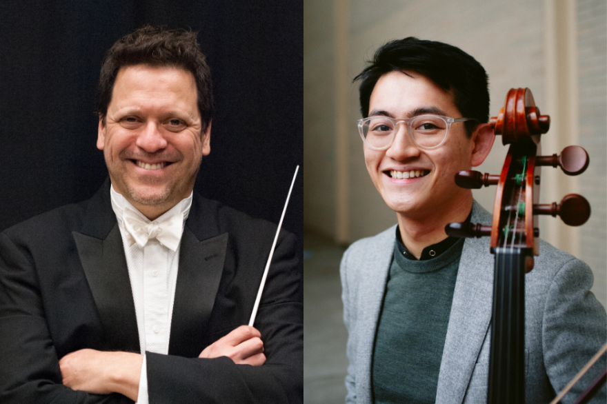 (L-R) Conductor Donato Cabrera and cellist Nathan Lane