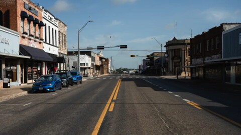 Downtown McGregor on June 25. The city leases a large industrial site to SpaceX.