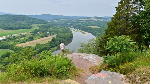 A man looks over the Susquehanna River in Bradford County.
