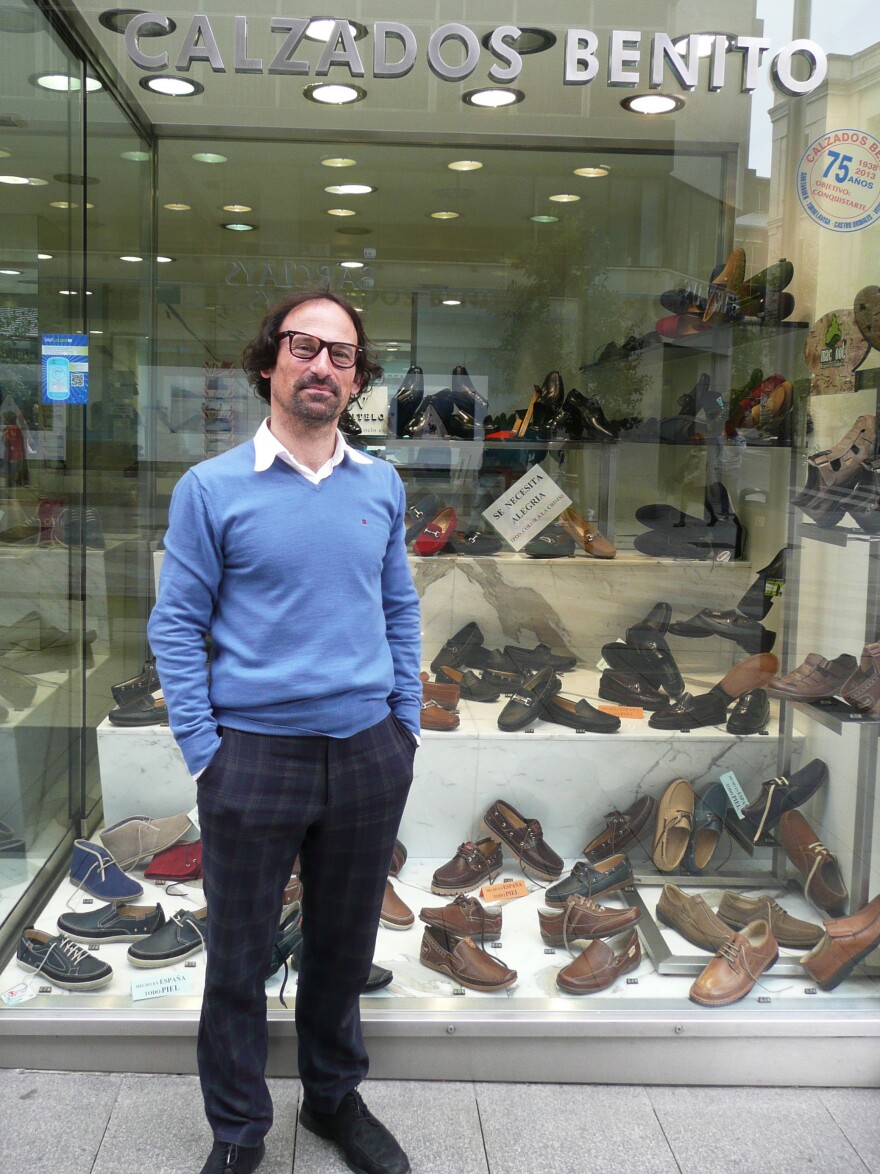 Angel Benito owns Benito's Shoes in Santander, a store that sells its wares online via the Smart Santander phone apps and campaign.