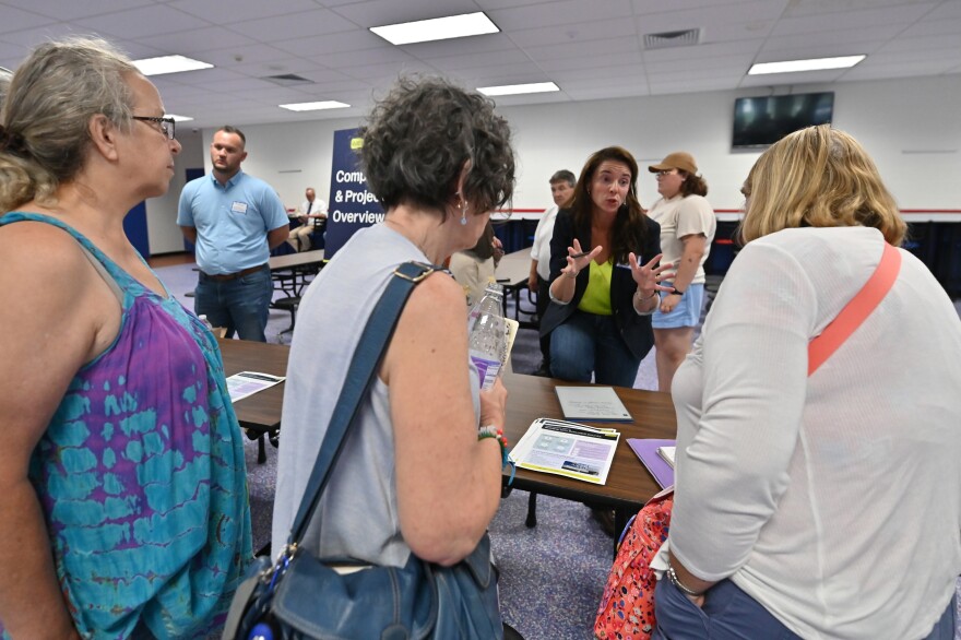 Rebecca Gannon of Nebius talks with citizens about the project.