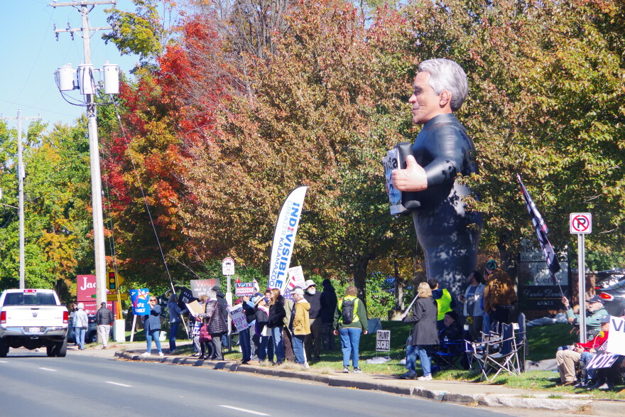 A giant inflatable of sex offender Jeffery Epstein.