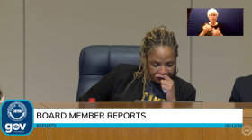 Woman crying at dais
