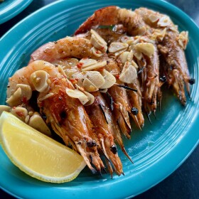 Grilled shrimp at Evviva restaurant in New Orleans.