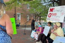 Milio Curcio, an Augusta County resident whose seven-acre homestead abuts Northrop Grumman, speaks at Monday night's rally. "It keeps us up at night for sure," Curcio says.