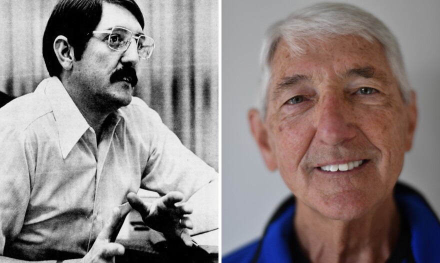 Gary Bryner in 1973 and in 2016.