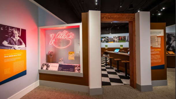 The "We the People" exhibit features a recreation of the original Village Restaurant, later known as the Village Cafe, created by Greek immigrants in the 1950's.