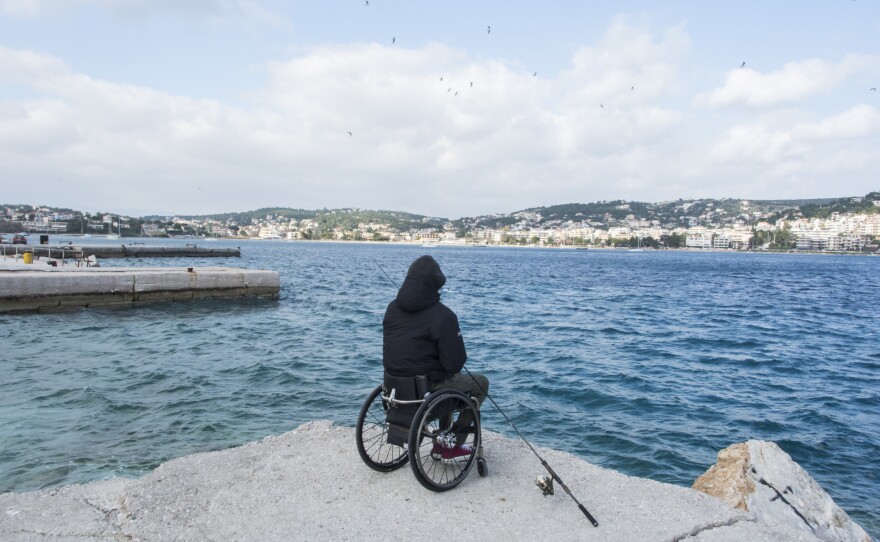 To relax from training, Triantafyllou often goes fishing near his home.