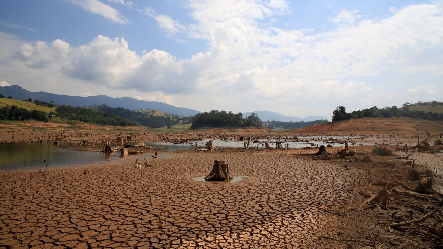 A view of drought-stricken Rio Jacarei in southeastern Brazil, where water levels were at the lowest level since 1974.