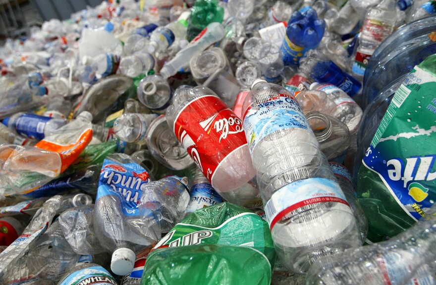 Recycled plastic bottles. (Justin Sullivan/Getty Images)