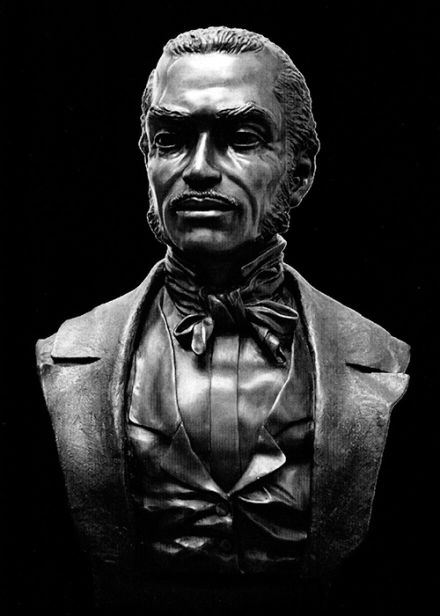 Frank McWorter, founder of New Philadelphia, Ill. Sculpture by Shirley McWorter Moss on display at the Abraham Lincoln Presidential Library, Springfield.