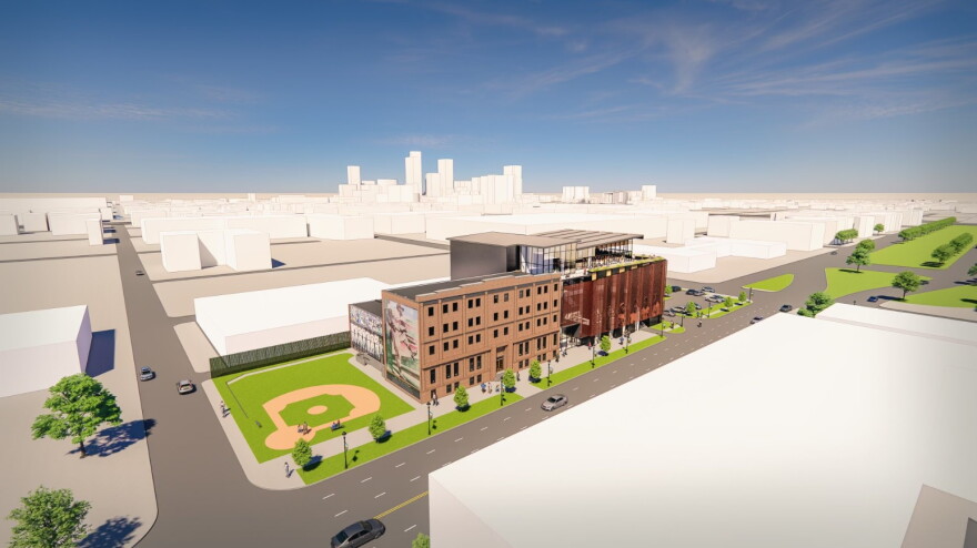  A rendering of the newly-proposed, 30,000-square-foot facility for the Negro Leagues Baseball Museum in the Historic 18th and Vine district.