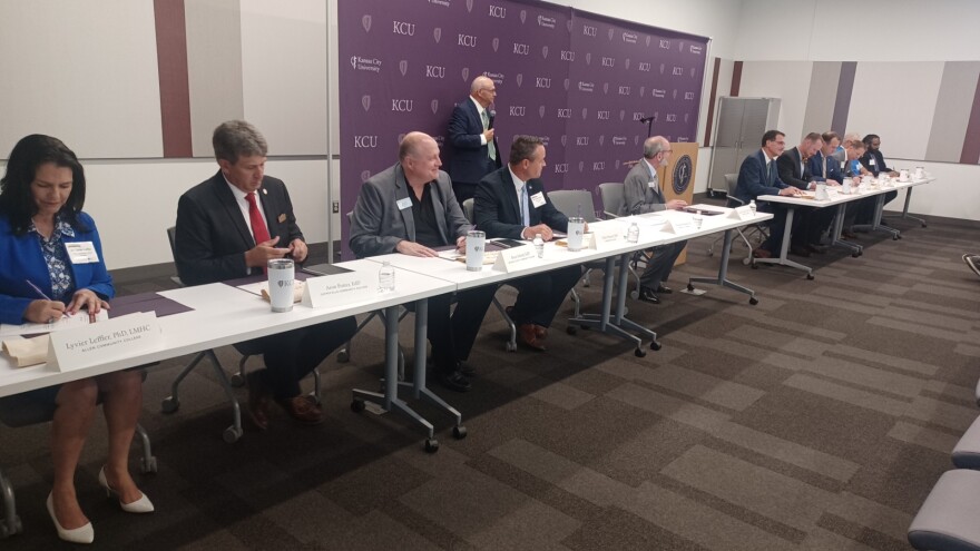 Representatives of organizations involved in the Kansas City University Rural Health Scholars Program sign an agreement in Joplin, Mo. on July 22, 2025.