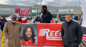 Now-Hamilton County Commissoner Alicia Reece, a Democrat, with supporters on the last day of early voting in Ohio.