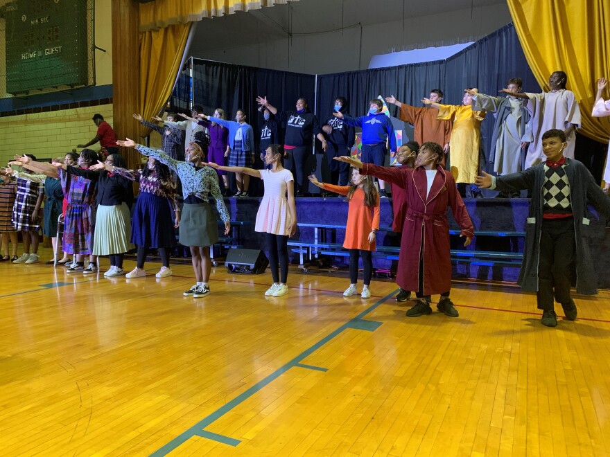 Stages St. Louis holds a production of "The Best Christmas Pageant Ever" at Blessed Teresa of Calcutta Catholic Church and School in Ferguson, MO in Nov. 2021. The theater company holds community outreach programming that enhances school arts programs.