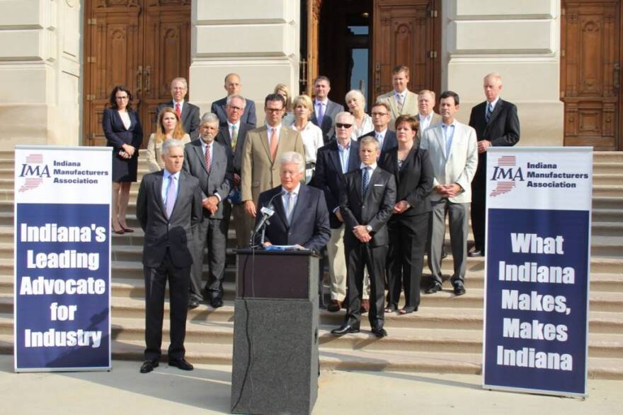Indiana Manufacturers Association president Brian Burton laid out the industry's 2018 legislative priorities alongside Hoosier factory executives at the Statehouse Thursday.