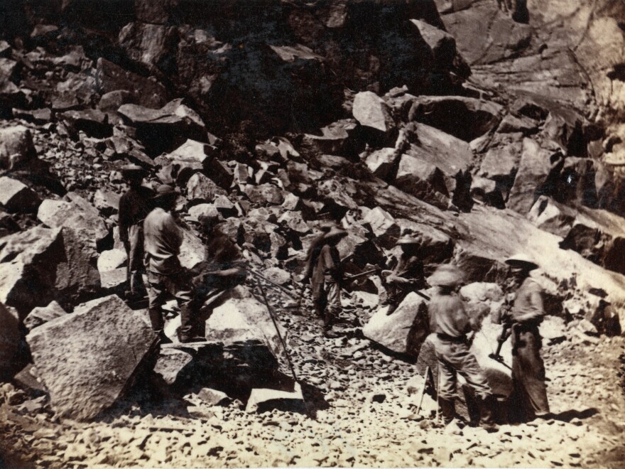 Some photographs taken during the railroad's construction feature Chinese laborers. More photos can be found on Stanford University's <a href="http://www.stanford.edu/group/chineserailroad/cgi-bin/wordpress/">Chinese Railroad Workers in North America Project's website</a>.