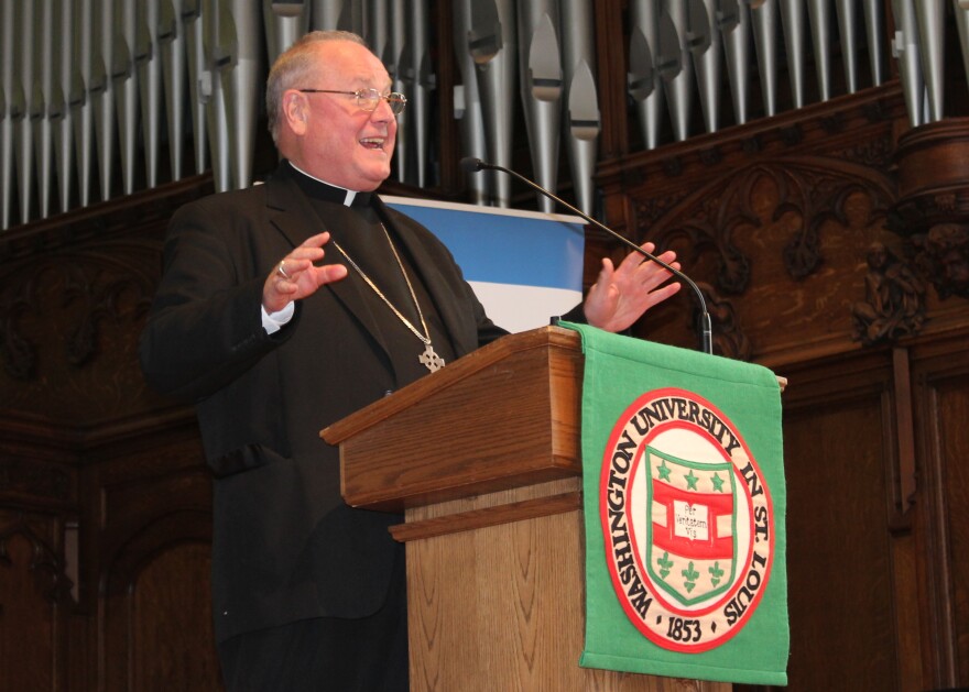 Archbishop of New York and St. Louis native, Cardinal Timothy Dolan, drew on the papacies of popes John Paul II, Benedict XVI and Francis to discuss how religion can play a role alongside politics.