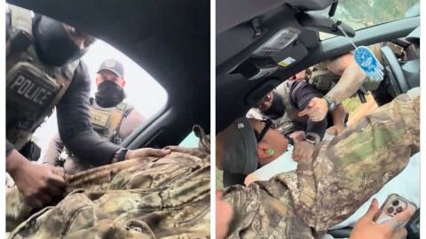 Still images from a video uploaded to TikTok showing Immigration and Customs Enforcement officers attempting to remove two U.S. citizens from a car in Salisbury, NC, on Jan. 5, 2026.