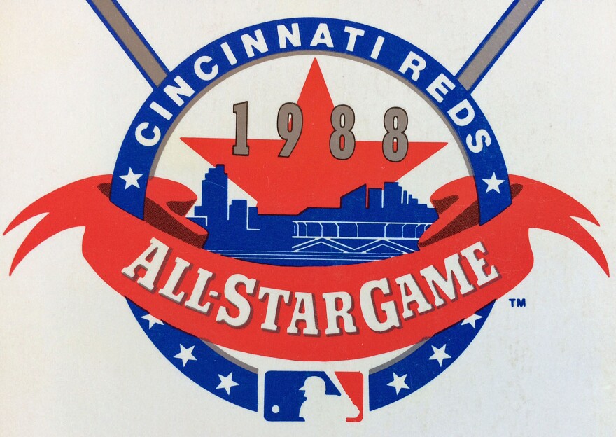 The 1988 All-Star Game logo was featured on the Reds media guide cover in 1988.