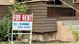 A for rent sign sits outside of a home in the West End of Boise. (Christina Lords/Idaho Capital Sun)