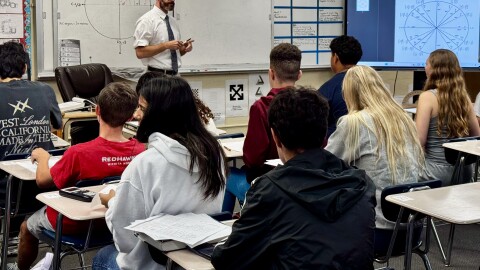 Branden Patterson leads an Advanced Placement calculus class at Wichita North High School.