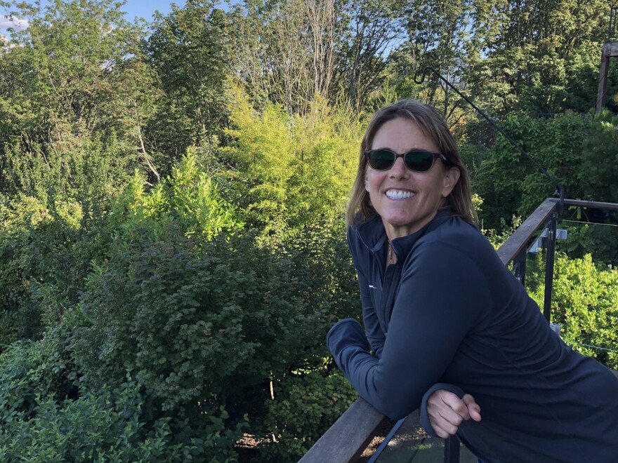 Ginny Gilder at her home in Seattle. Gilder, who won a silver medal in rowing at the 1984 Olympics, owns the Seattle Storm with two other women.