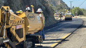 A Ventura County Public Works crew is repaving a section of a road outside of Santa Paula which could be vulnerable to heavy El Nino rainfall.