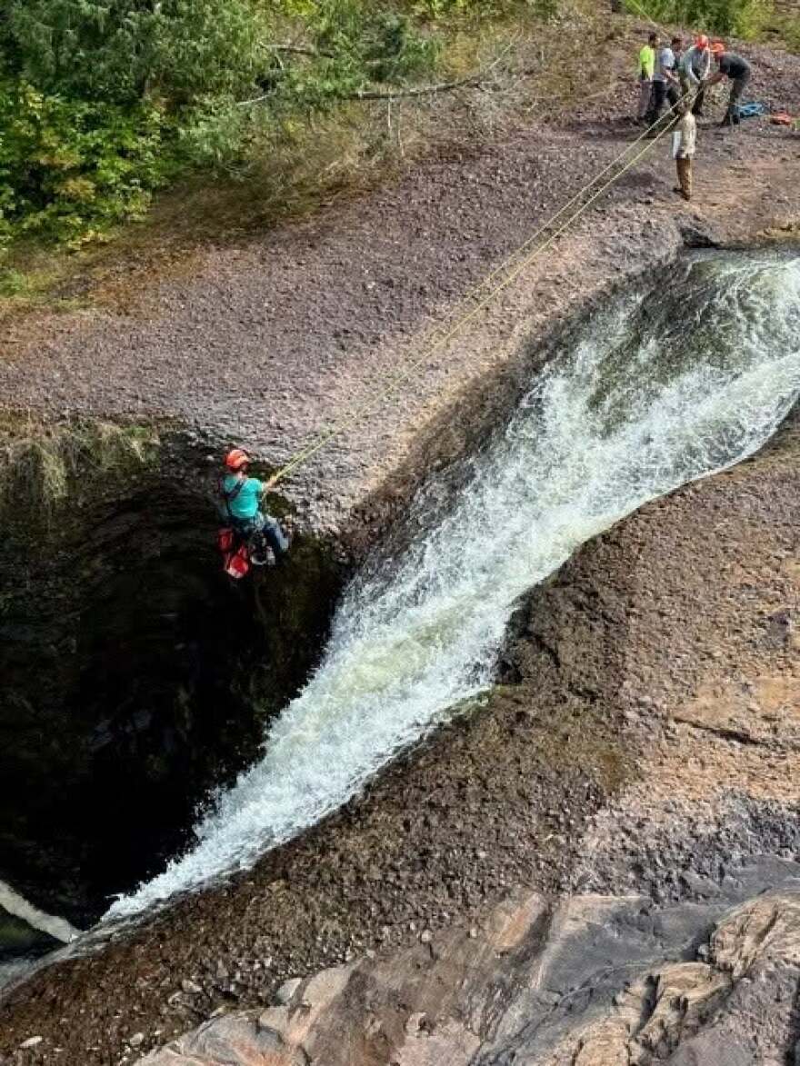 Victim being hoisted out of Rainbow Falls