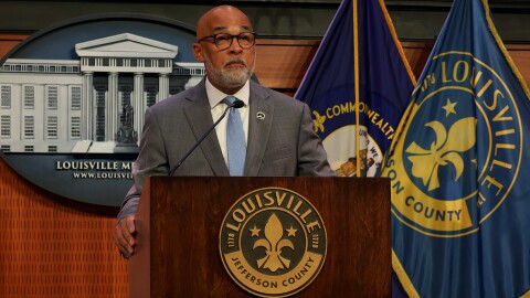 Louisville Inspector General Ed Harness speaking at Thursday's press conference in Metro Hall.