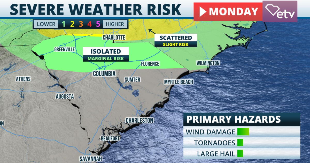 Strong Storms Possible in Northern South Carolina Late Monday | South ...