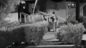 Surveillance camer video of officers approaching the Borderline Bar And Grill the night of the attack. Ventura County Sheriff's Sergeant Ron Helus was one of the 12 people who died as a result of the rampage