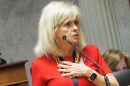 Sen. Liz Brown, R-Fort Wayne, speaks against legislation making Indiana school boards partisan on Thursday, April 24, 2025.