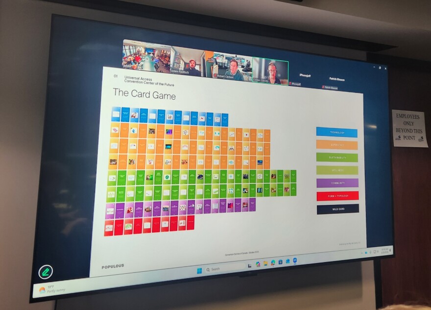 Image of a deck of cards Populous uses to help people come up with ideas for what they'd like to see in a convention center for their community.