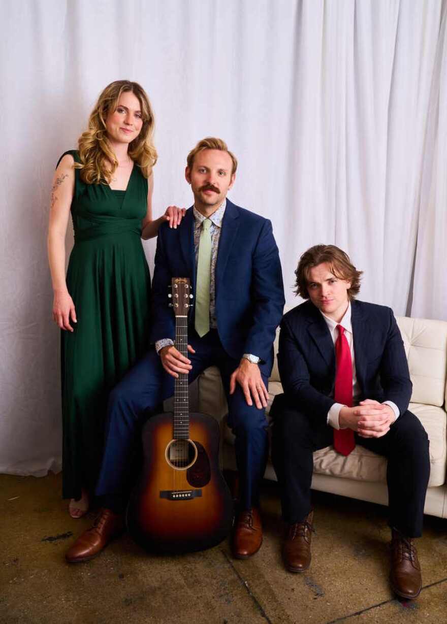 Katie Blackwell, Collin Purcell and Brian Ott appear in 'Leaving on a Jet Plane: A Folk Journey' in the Goldstein Cabaret through July 12.