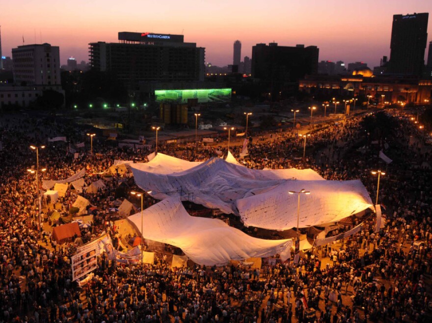 Thousands of Egyptians demonstrate in Cairo's Tahrir square on July 8. Many Egyptians say they are upset with the slow pace of reforms under the interim military rulers who took over after President Hosni Mubarak was ousted.