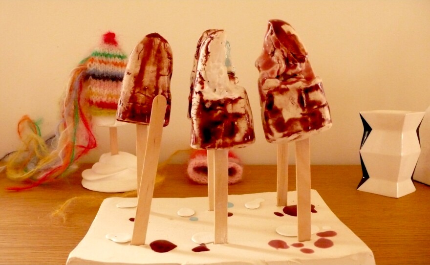 While NEPO House shows off a variety of work, it also showcases Klara Glosova's own art, including a series of ceramic popsicles.